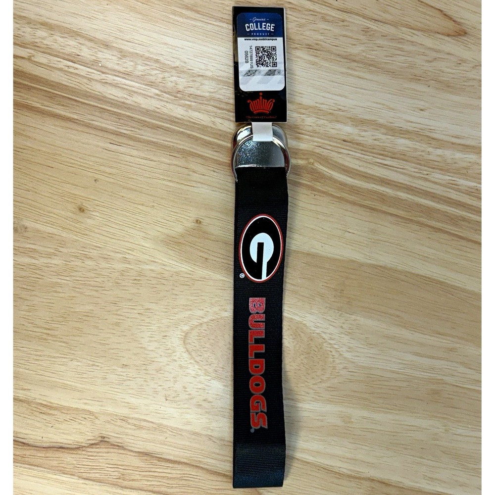 Aminco NCAA Georgia Bulldogs Deluxe Wristlet Keychain Keystrap UGA Black Red NEW